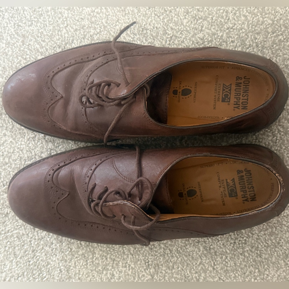 Johnston Murphy XC4 Brown Leather Mens Dual Width Wingtip Waterproof